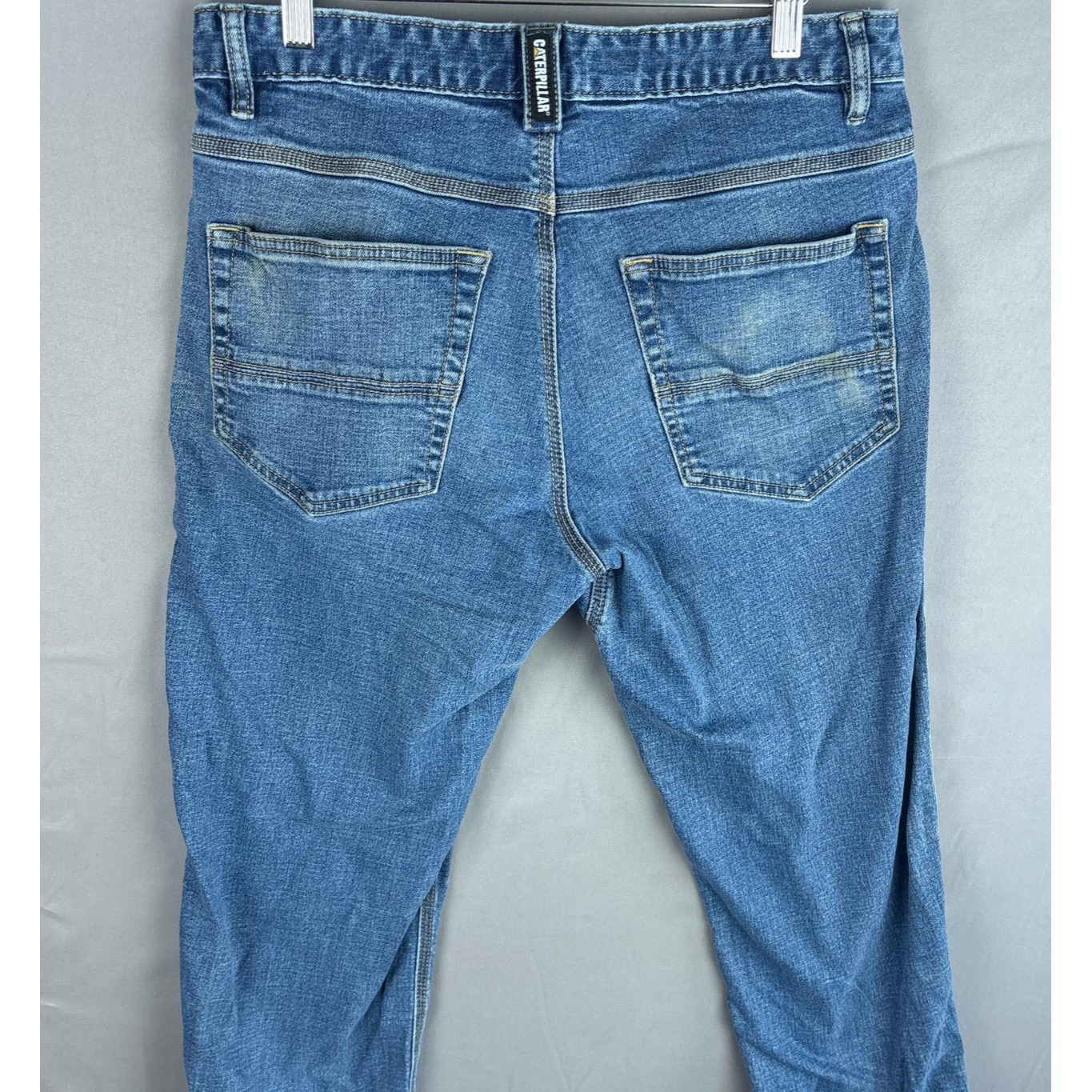Cat Workwear Jeans Mens 32x32 Blue Denim Straight Distressed